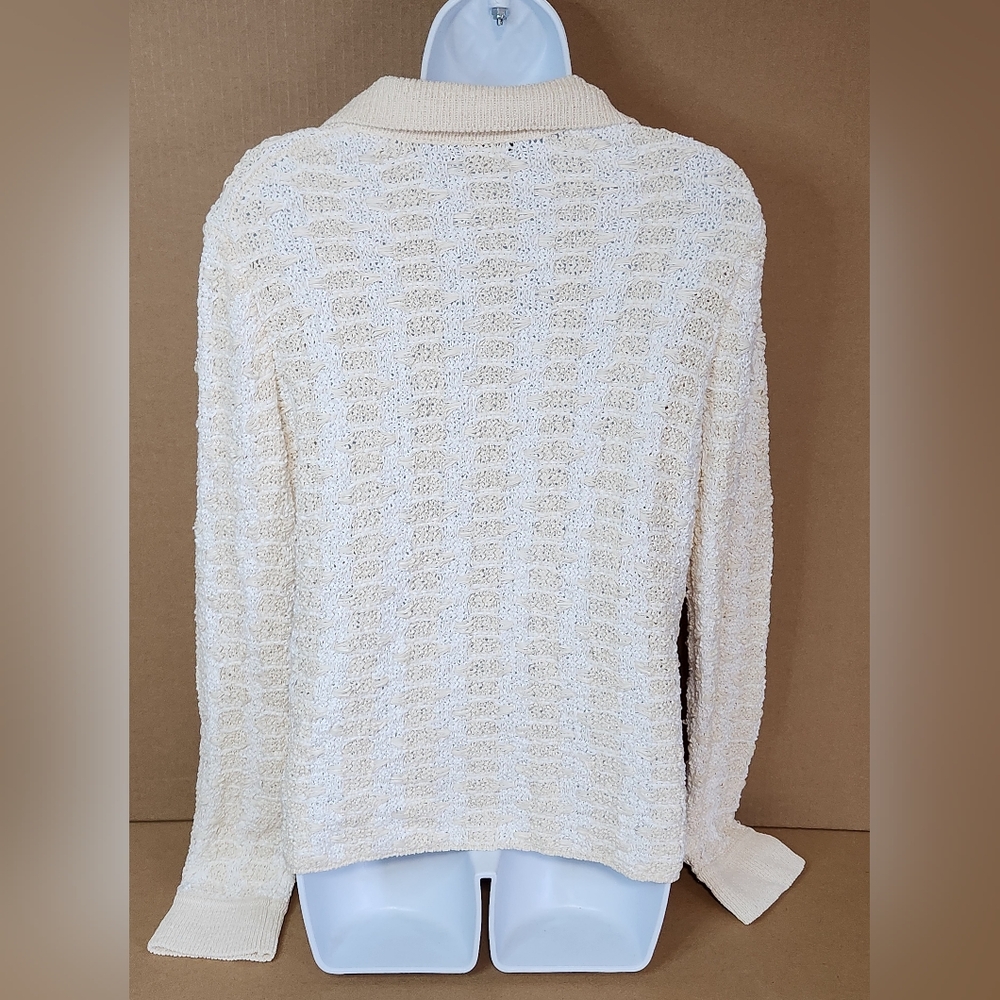Vince Women's Geometric Cardigan Off White Sweater. Size Women’s Large - Picture 3 of 9